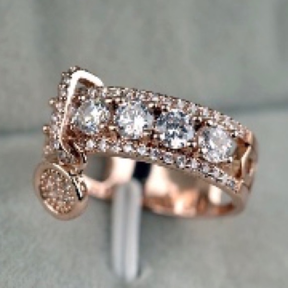 Rose Gold Diamond Charm Ring - Picture 1 of 2